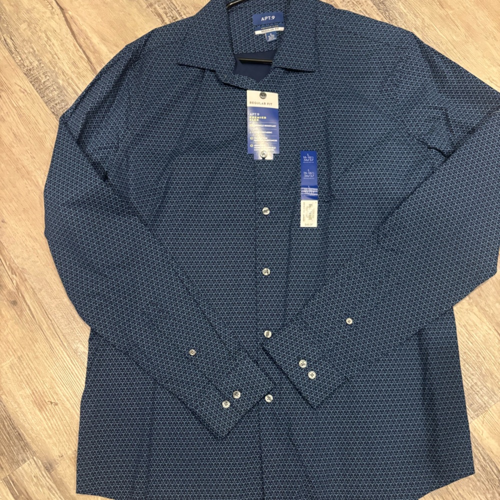 Apt. 9 Men’s Navy Blue Micro-Pattern Button-Up Shirt